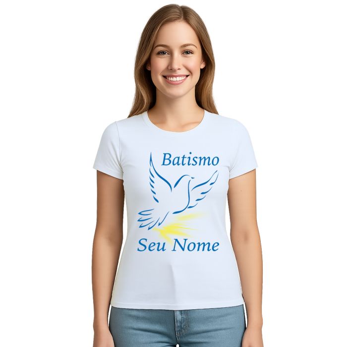 Camiseta Batizado Batismo Benção Religiosa Personalizada