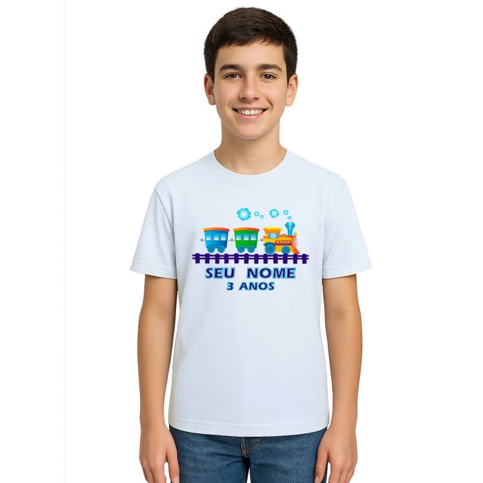 Camiseta Trenzinho Locomotiva Trem Personalizada
