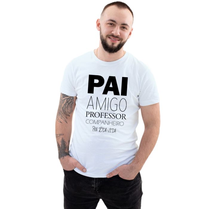 Camiseta Pai Amigo Professor Companheiro Personalizada