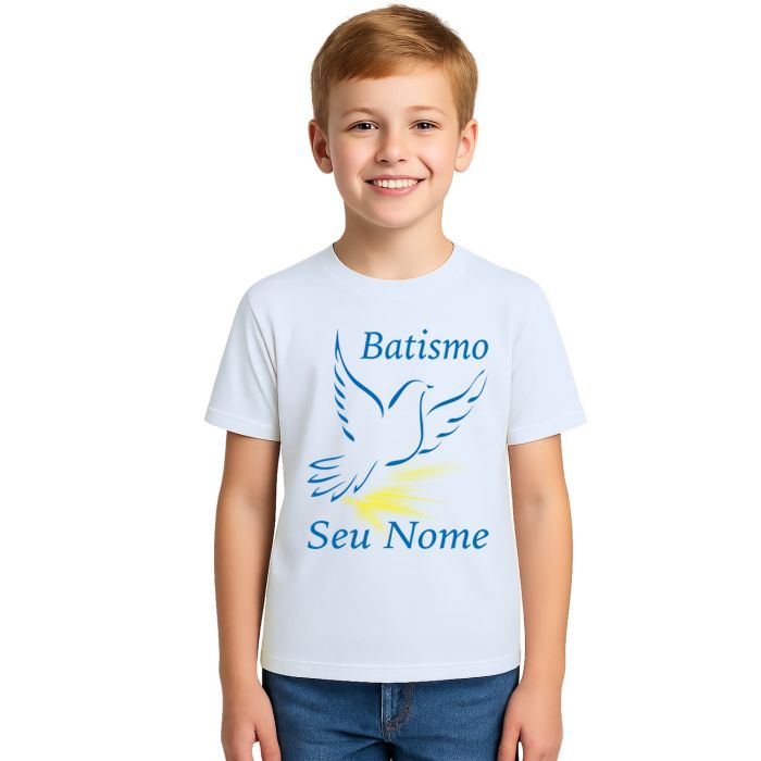 Camiseta Batizado Batismo Benção Religiosa Personalizada