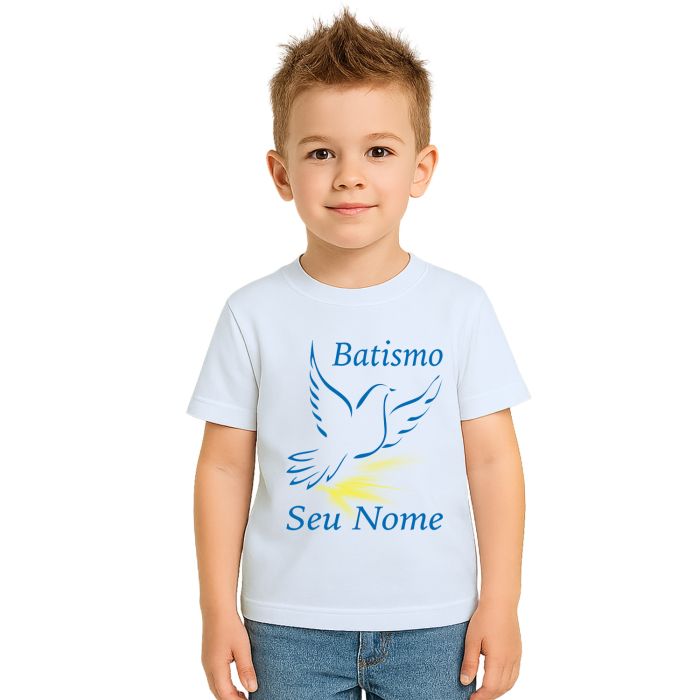 Camiseta Batizado Batismo Benção Religiosa Personalizada