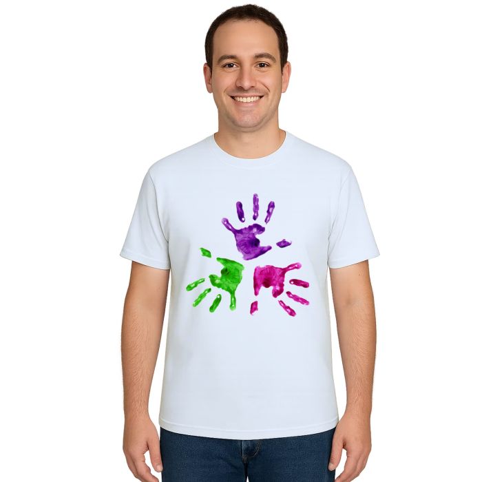 Camiseta Mãos Em Arte Criativa Estampa Personalizada