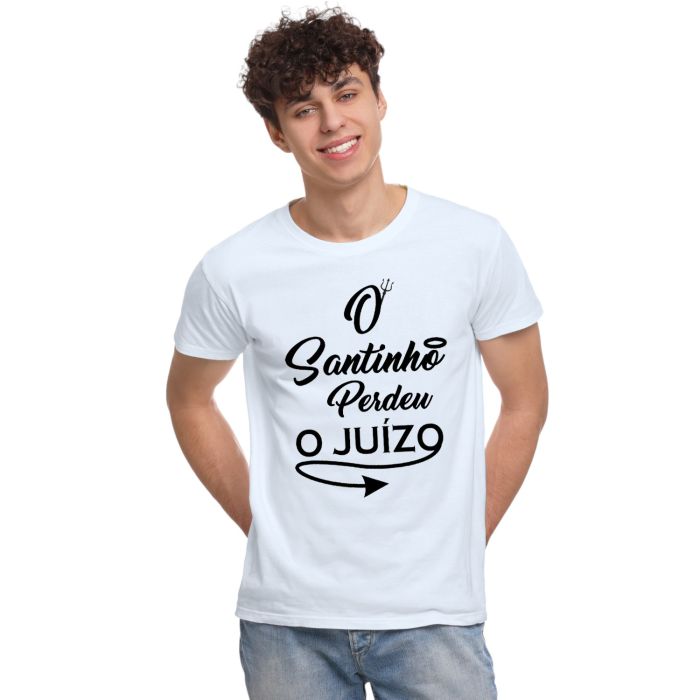 Camiseta Santinho Perdeu o Juízo Estampa Personalizada