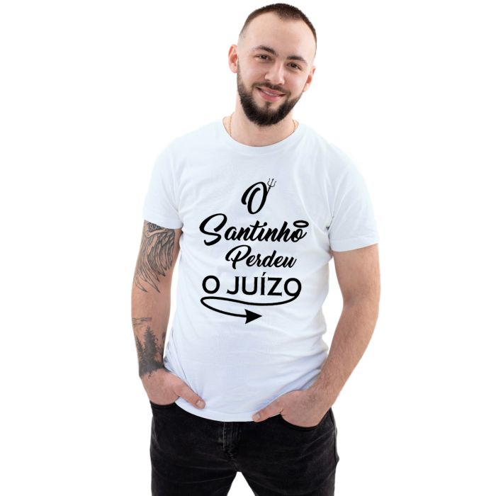 Camiseta Santinho Perdeu o Juízo Estampa Personalizada