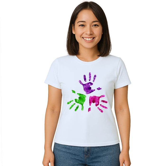 Camiseta Mãos Em Arte Criativa Estampa Personalizada