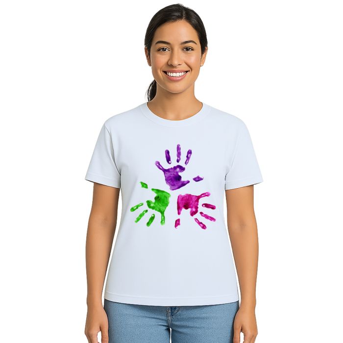 Camiseta Mãos Em Arte Criativa Estampa Personalizada