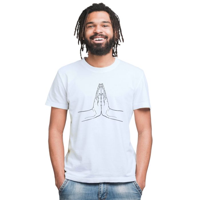 Camiseta Mãos Oração Rezar Benção Estampa Personalizada