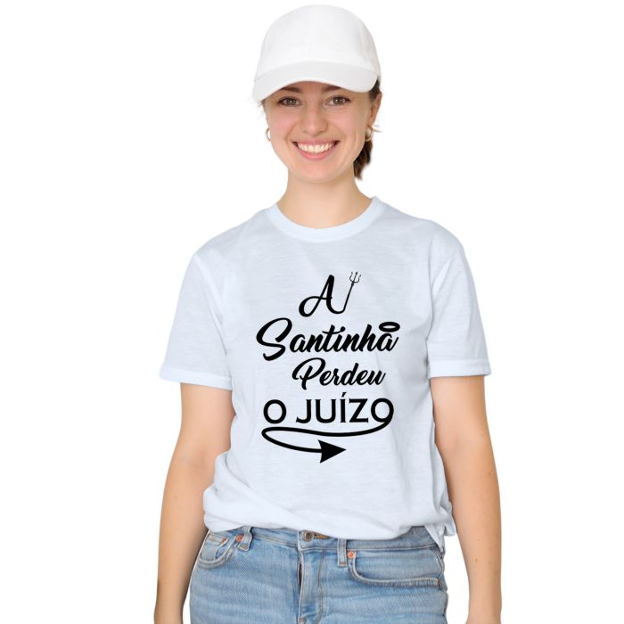 Camiseta Santinha Perdeu o Juízo Estampa Personalizada
