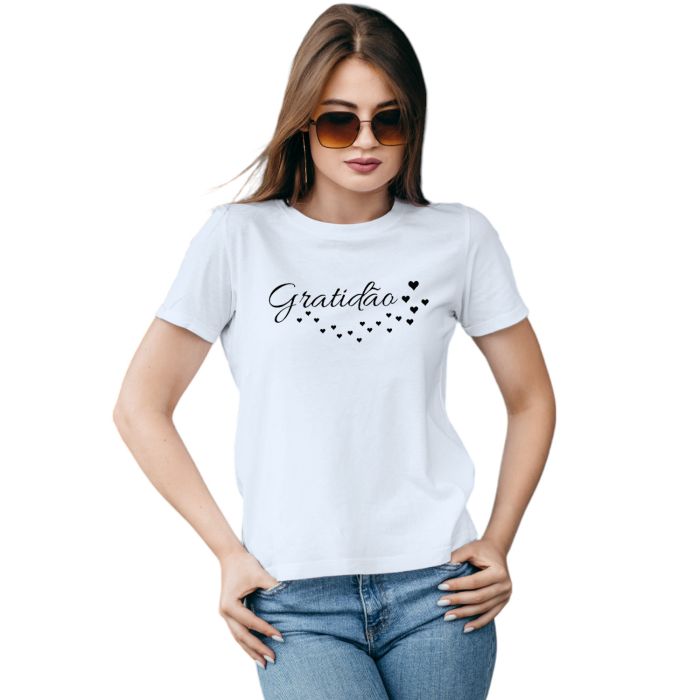 Camiseta Gratidão Corações Estampa Personalizada