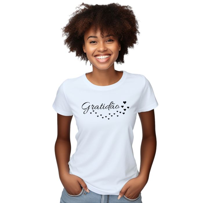 Camiseta Gratidão Corações Estampa Personalizada