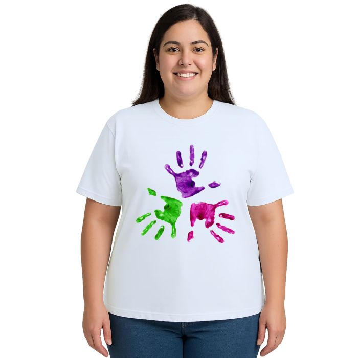 Camiseta Mãos Em Arte Criativa Estampa Personalizada