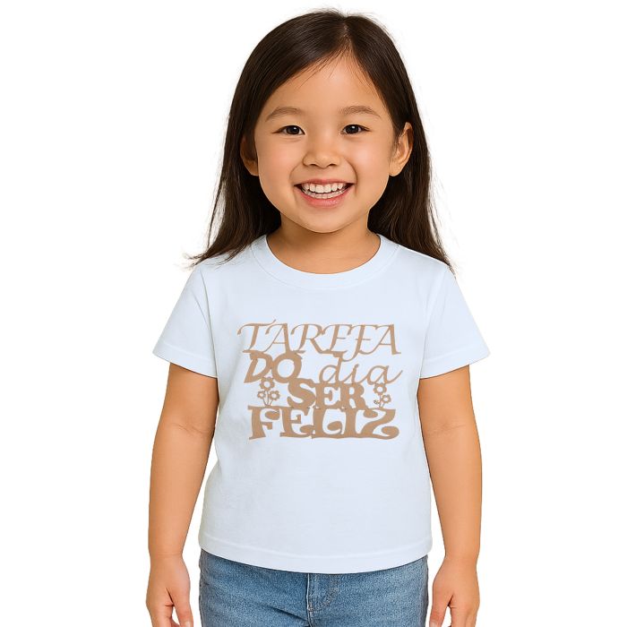 Camiseta Tarefa Do Dia Ser Feliz Estampa Personalizada