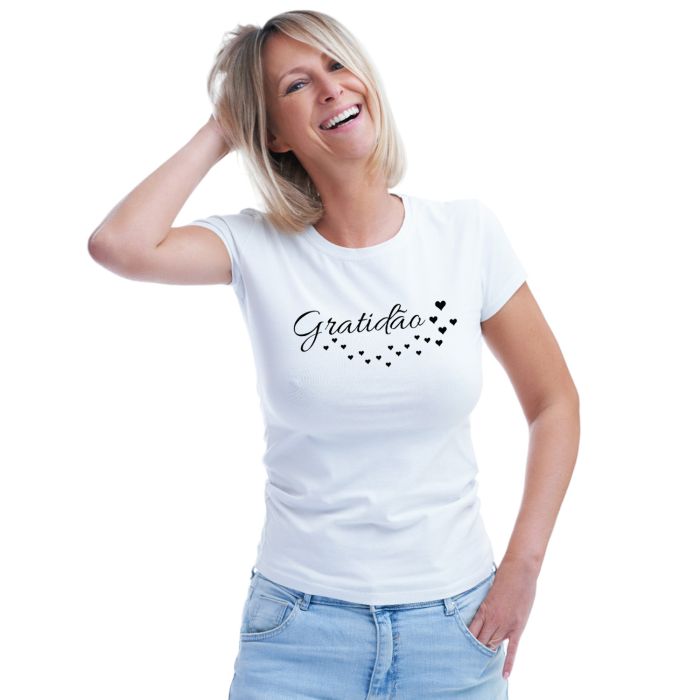 Camiseta Gratidão Corações Estampa Personalizada