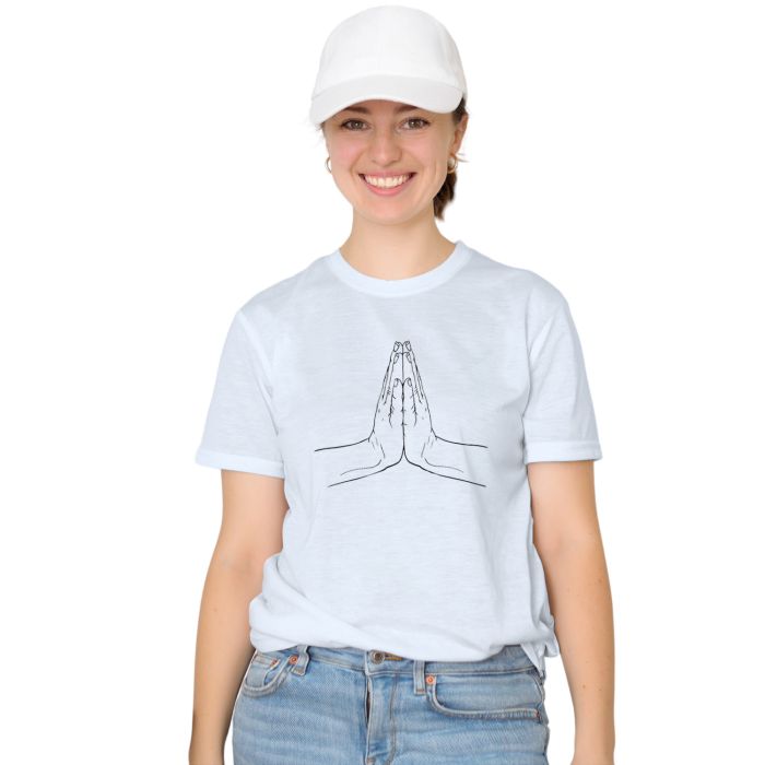 Camiseta Mãos Oração Rezar Benção Estampa Personalizada