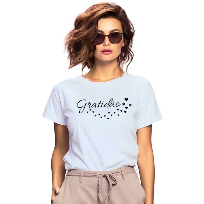 Camiseta Gratidão Corações Estampa Personalizada