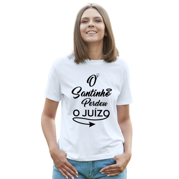 Camiseta Santinho Perdeu o Juízo Estampa Personalizada