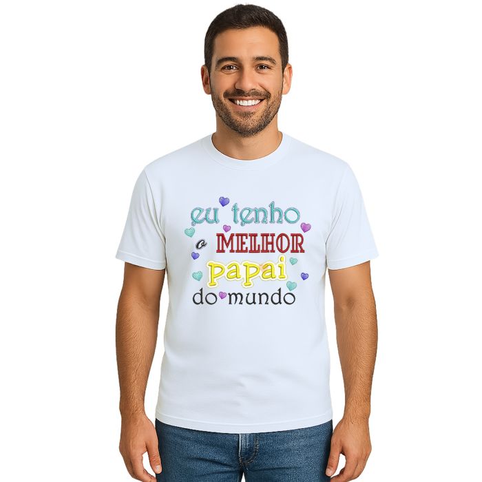 Camiseta Melhor Papai Do Mundo Estampa Personalizada