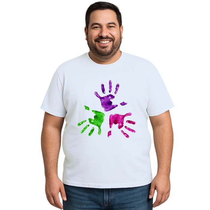 Camiseta Mãos Em Arte Criativa Estampa Personalizada