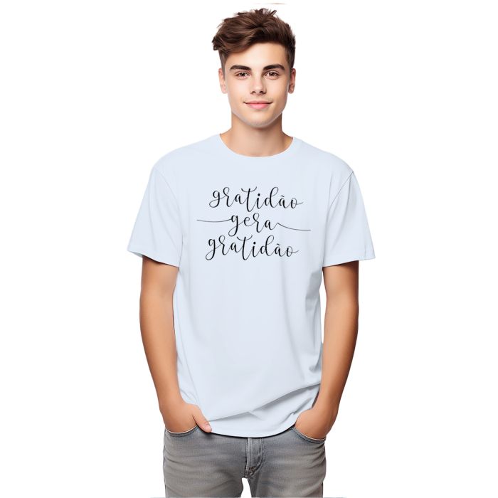 Camiseta Gratidão Gera Gratidão Estampa Personalizada