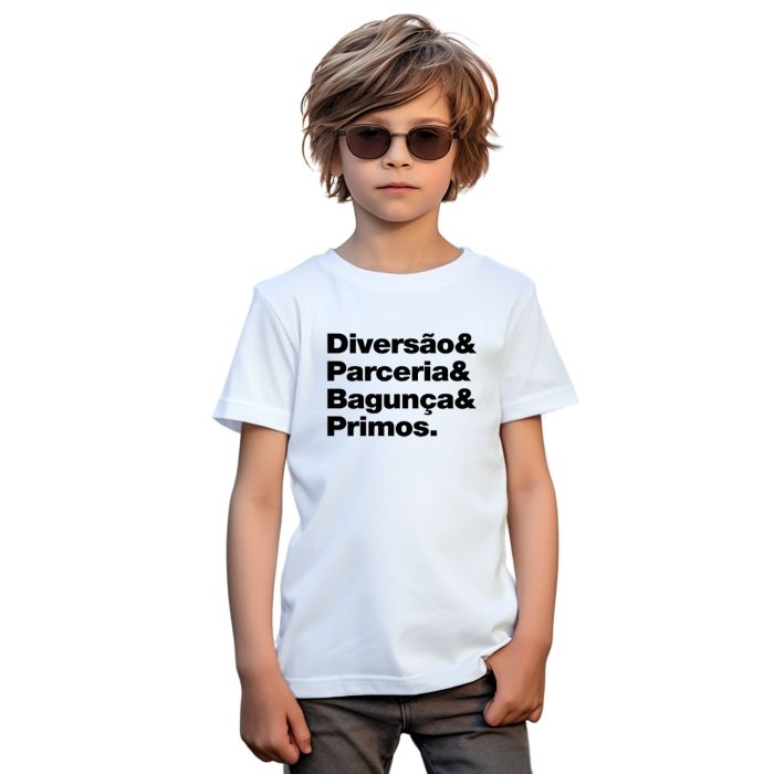 Camiseta Diversão Parceria Bagunça Primos Algodão
