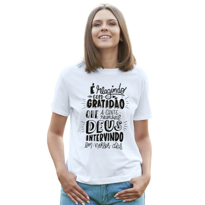 Camiseta Reagindo Gratidão Reconhece Deus Personalizada