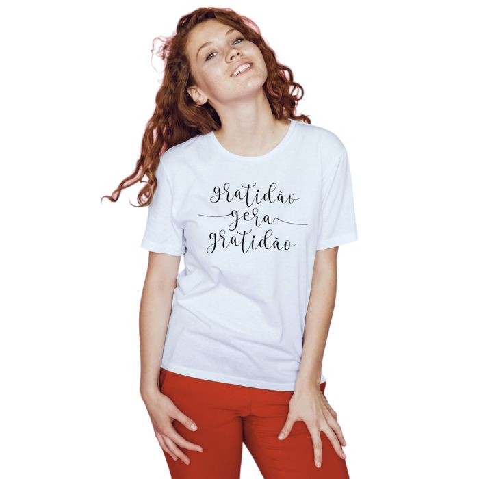 Camiseta Gratidão Gera Gratidão Estampa Personalizada
