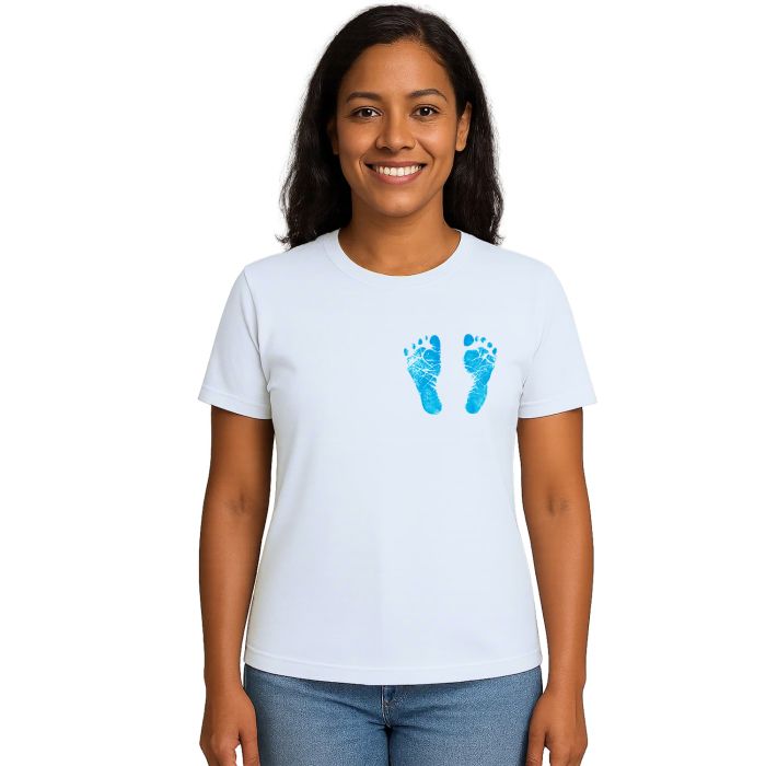 Camiseta Pezinho Azul no Coração Estampa Personalizada