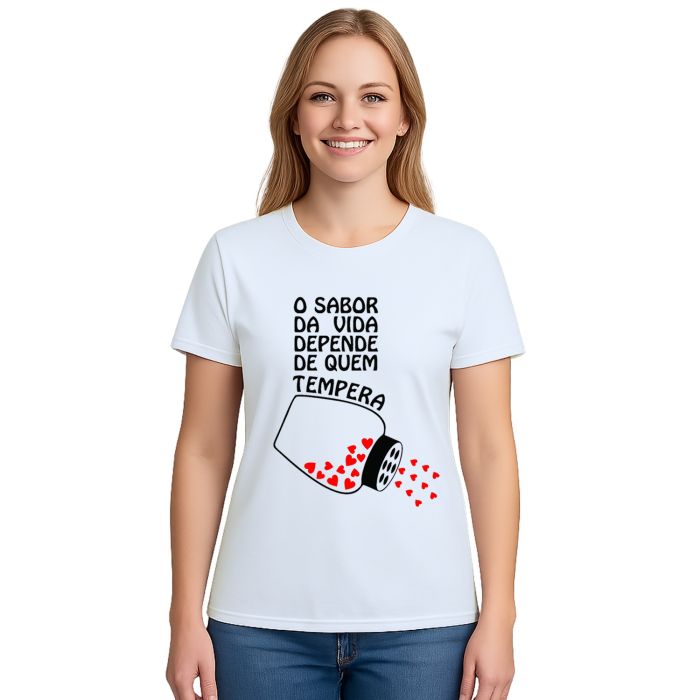 Camiseta Sabor Vida Depende Quem Tempera Personalizada