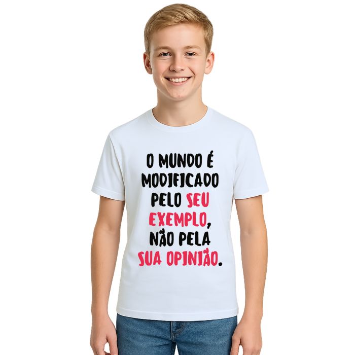Camiseta Mundo Modificado Pelo Exemplo Personalizada