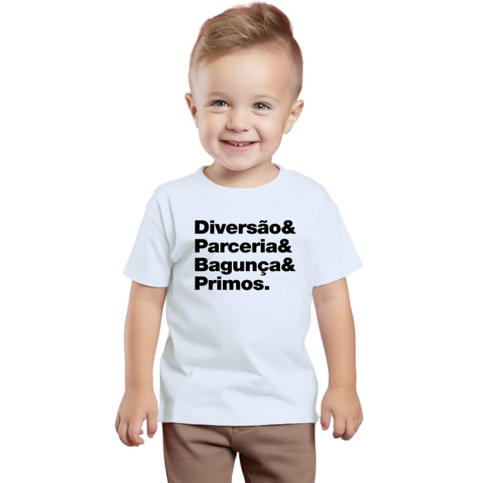 Camiseta Diversão Parceria Bagunça Primos Algodão