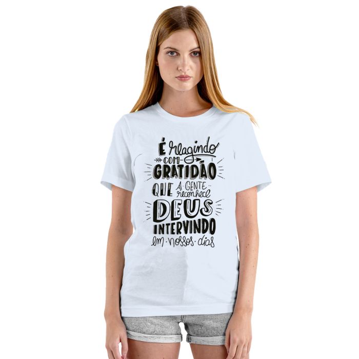 Camiseta Reagindo Gratidão Reconhece Deus Personalizada