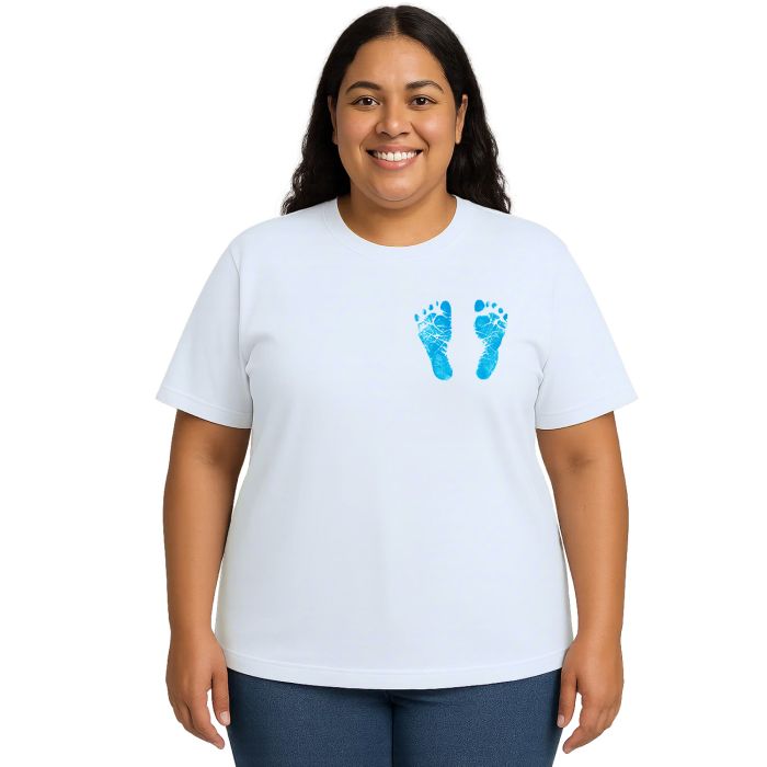 Camiseta Pezinho Azul no Coração Estampa Personalizada