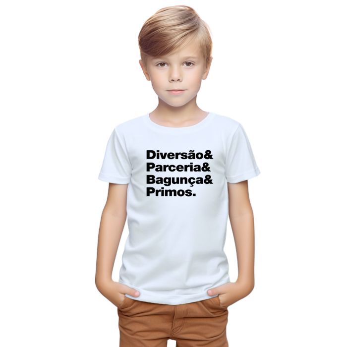 Camiseta Diversão Parceria Bagunça Primos Algodão