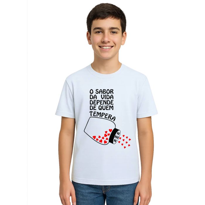 Camiseta Sabor Vida Depende Quem Tempera Personalizada