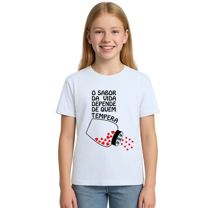 Camiseta Sabor Vida Depende Quem Tempera Personalizada