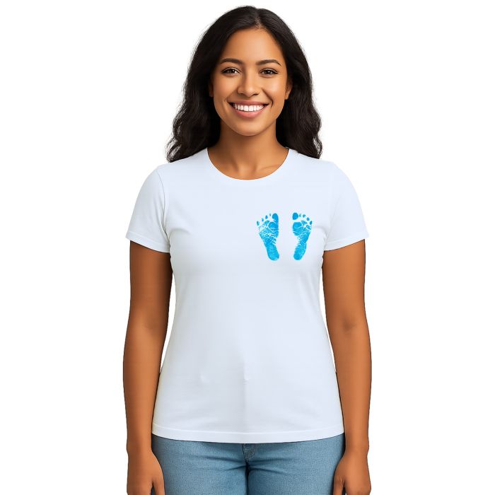 Camiseta Pezinho Azul no Coração Estampa Personalizada