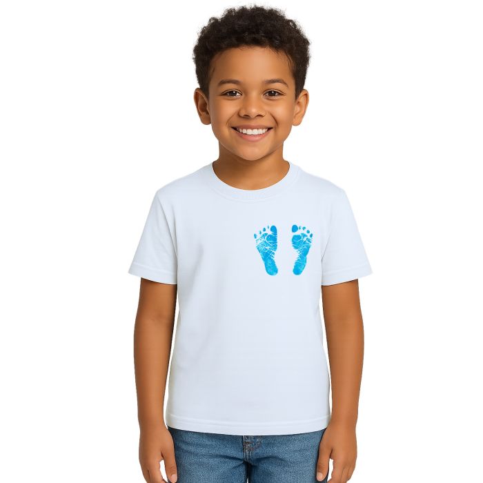 Camiseta Pezinho Azul no Coração Estampa Personalizada