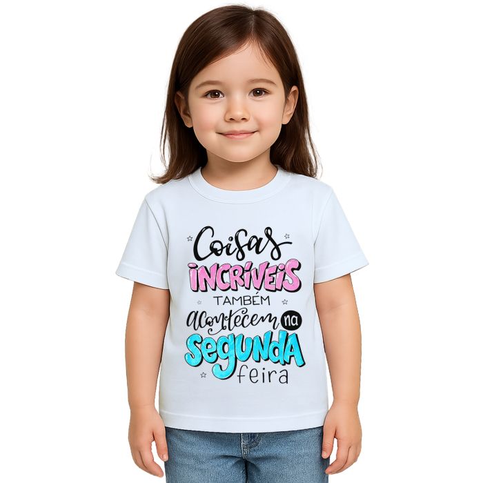 Camiseta Coisas Incríveis Acontecem Segunda Personalizada