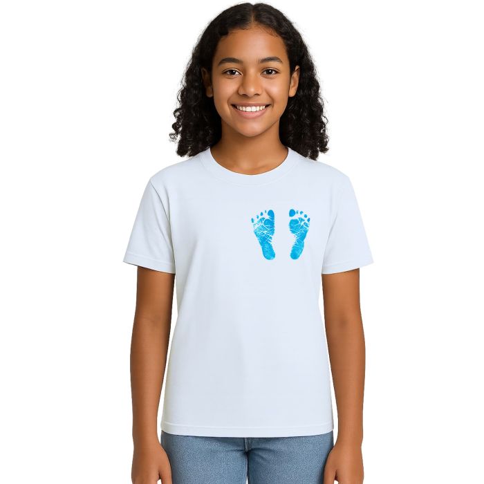 Camiseta Pezinho Azul no Coração Estampa Personalizada