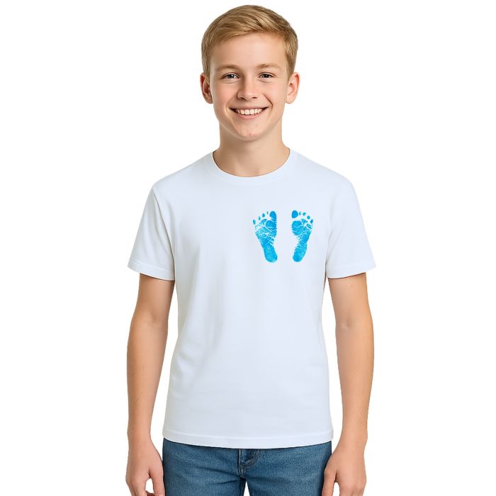 Camiseta Pezinho Azul no Coração Estampa Personalizada