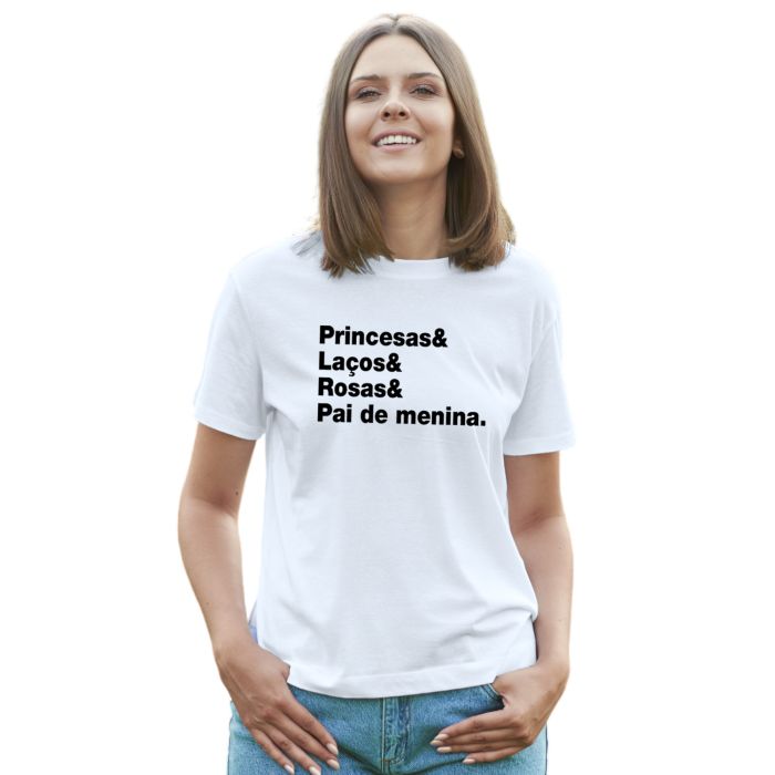 Camiseta Princesas Laços Rosas Pai De Menina Personalizada