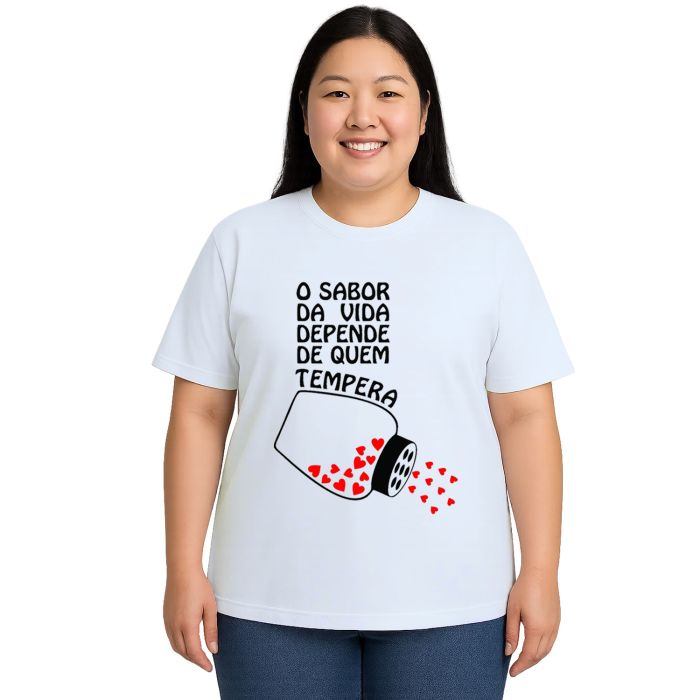 Camiseta Sabor Vida Depende Quem Tempera Personalizada