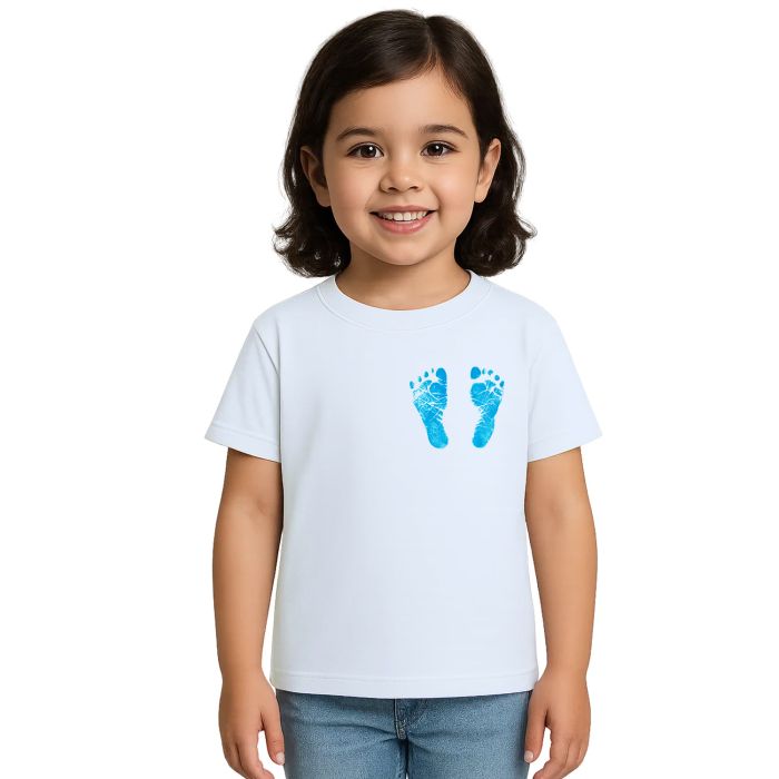Camiseta Pezinho Azul no Coração Estampa Personalizada