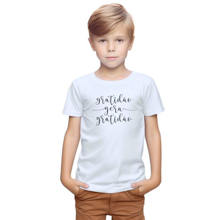 Camiseta Gratidão Gera Gratidão Estampa Personalizada