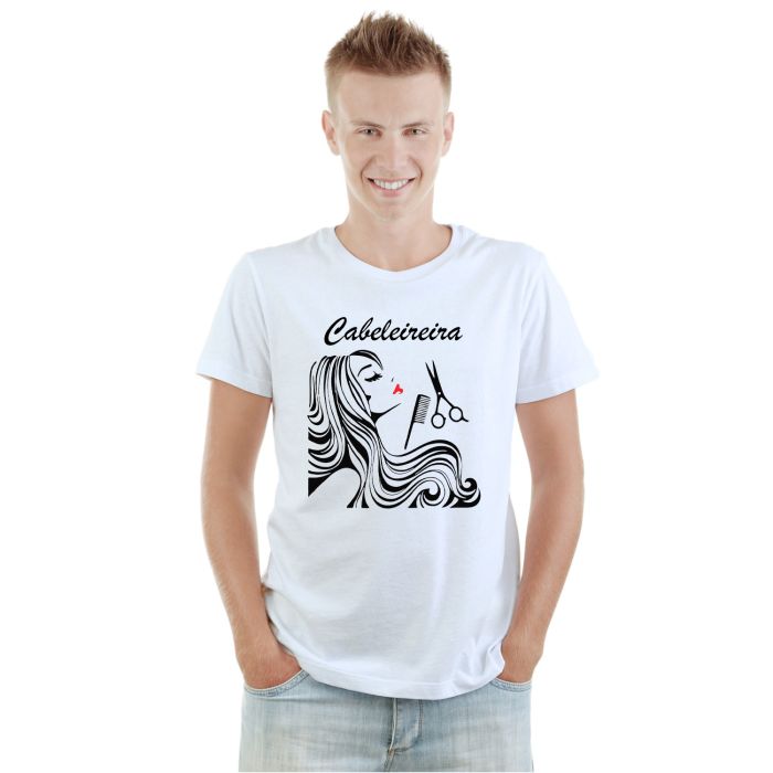 Camiseta Cabeleireira Pente Tesoura Estampa Personalizada
