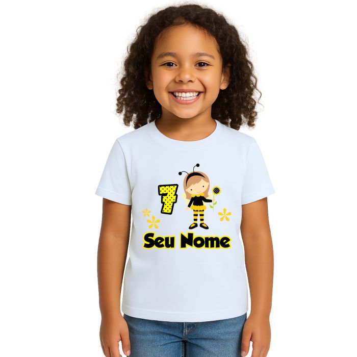 Camiseta Abelha Girl Aniversário Estampa Personalizada