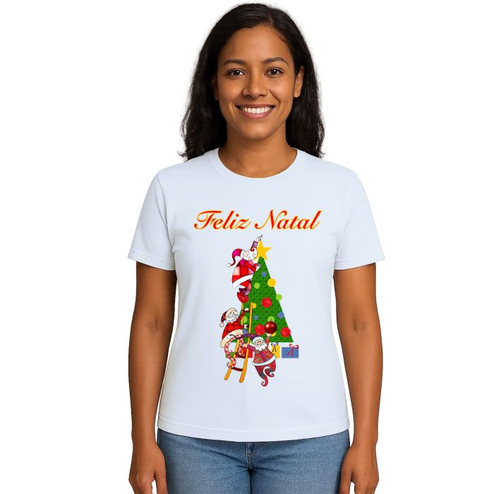 Camiseta Árvore Natal Papai Noel Natalina Personalizada