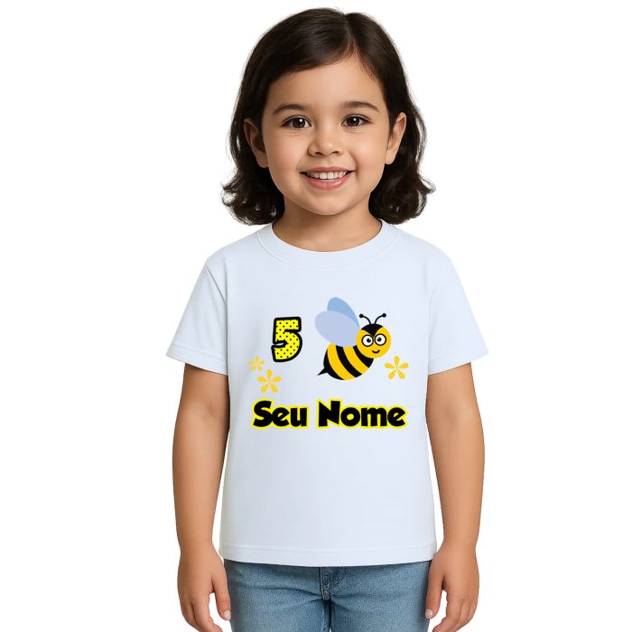 Camiseta Abelha Voando Aniversário Personalizada
