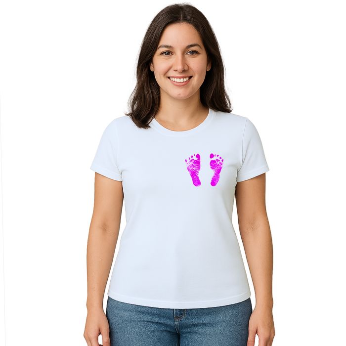 Camiseta Pezinho Rosa No Coração Estampa Personalizada