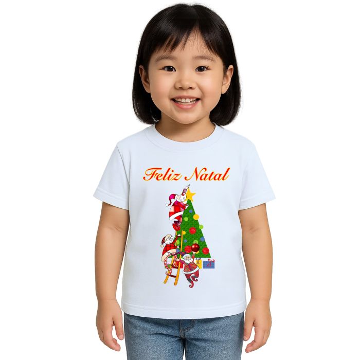Camiseta Árvore Natal Papai Noel Natalina Personalizada